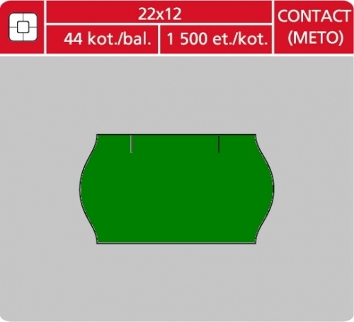 Značkovací etikety do etiketovacích kleští (EZ) - CONTACT - METO, 22x12 mm, zelené, 1500 etiket