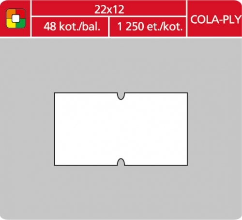 Značkovací etikety do etiketovacích kleští (EZ) - COLA-PLY, 22x12 mm, bílé, 1250 etiket