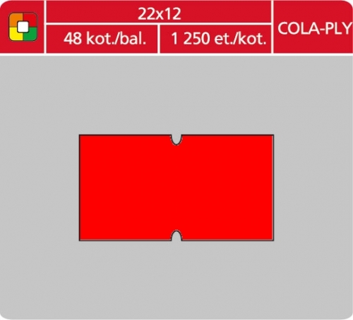 Značkovací etikety do etiketovacích kleští (EZ) - COLA-PLY, 22x12 mm, červené, 1250 etiket