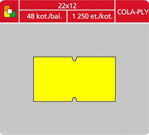 Značkovací etikety do etiketovacích kleští (EZ) - COLA-PLY, 22x12 mm, žluté, 1250 etiket