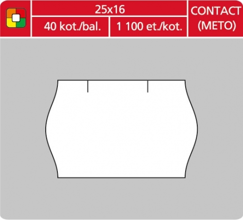 Značkovací etikety do etiketovacích kleští (EZ) - CONTACT (METO), 25x16 mm, bílé, 1100 etiket