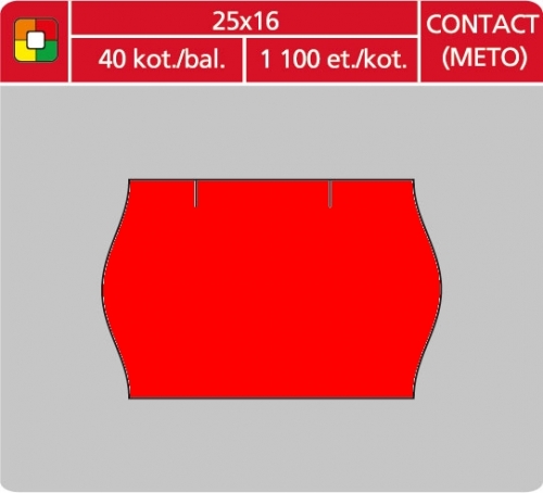 Značkovací etikety do etiketovacích kleští (EZ) - CONTACT - METO, 25x16 mm, červené, 1100 etiket