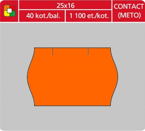 Značkovací etikety do etiketovacích kleští (EZ) - CONTACT - METO, 25x16 mm, oranžové, 1100 etiket