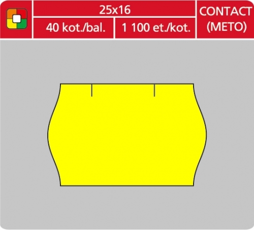 Značkovací etikety do etiketovacích kleští (EZ) - CONTACT - METO, 25x16 mm, žluté, 1100 etiket