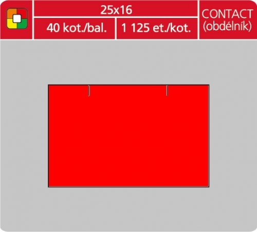 Značkovací etikety do etiketovacích kleští (EZ) - CONTACT (obdélník), 25x16 mm, červené, 1125 etiket