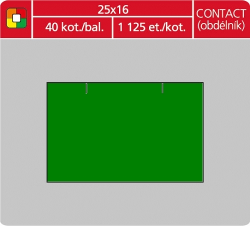 Značkovací etikety do etiketovacích kleští (EZ) - CONTACT (obdélník), 25x16 mm, zelené, 1125 etiket