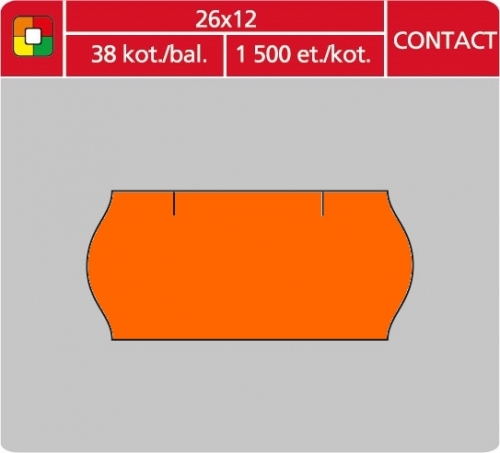 Značkovací etikety do etiketovacích kleští (EZ) - CONTACT, 26x12 mm, oranžové, 1500 etiket
