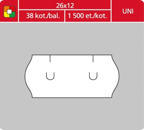 Značkovací etikety do etiketovacích kleští (EZ) - UNI, 26x12 mm, bílé, 1500 etiket