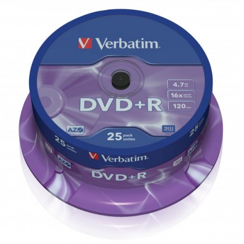 DVD+R Verbatim AZO 4,7 GB - 16x, bez možnosti potisku, cake box, 25-pack