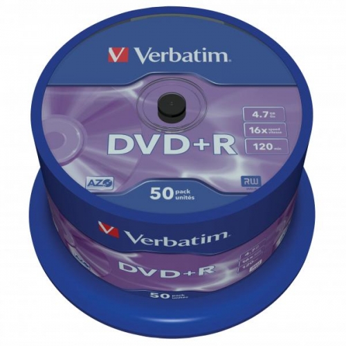 DVD+R Verbatim AZO 4,7 GB - 16x, bez možnosti potisku, cake box, 50-pack