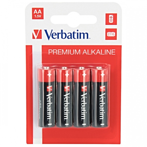 Alkalická baterie Verbatim 1,5 V - AA, LR6, 4 ks