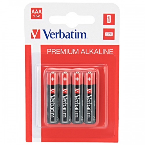 Alkalická baterie Verbatim 1,5 V - mikrotužka, LR03, typ AAA, 4 ks