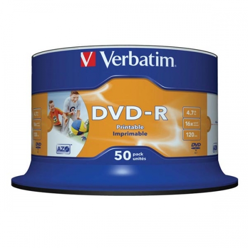 DVD-R Verbatim AZO 4,7 GB - 16x, bez možnosti potisku, cake box, 50-pack