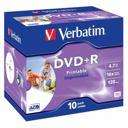 DVD+R Verbatim AZO 4,7 GB - 16x, potisknutelné, jewel box, 10-pack