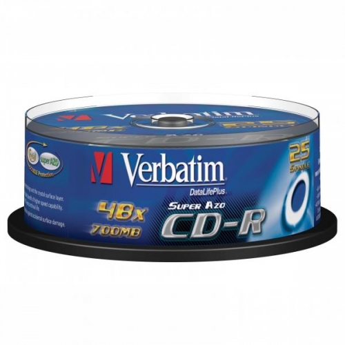 CD-R Verbatim Super AZO 700 MB - 52x, bez možnosti potisku, cake box, 25-pack