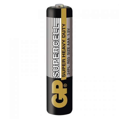 Zinkouhlíkové baterie GP Supercell 1,5 V - mikrotužka, R03, AAA, 2 ks