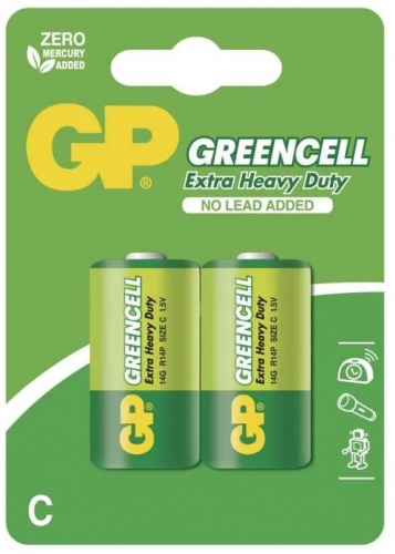 Zinkochloridové baterie GP Supercell 1,5 V - malé mono, R14, typ C, 2 ks