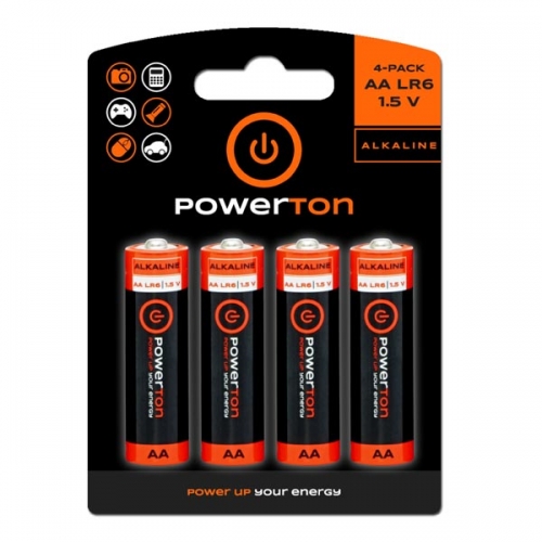 Alkalické baterie Powerton 1,5 V - tužka, LR6, typ AA, 4 ks