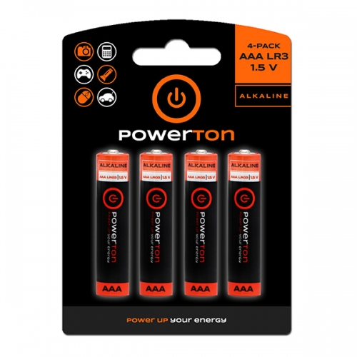 Alkalické baterie Powerton 1,5 V - tužka, LR03, typ AAA, 4 ks