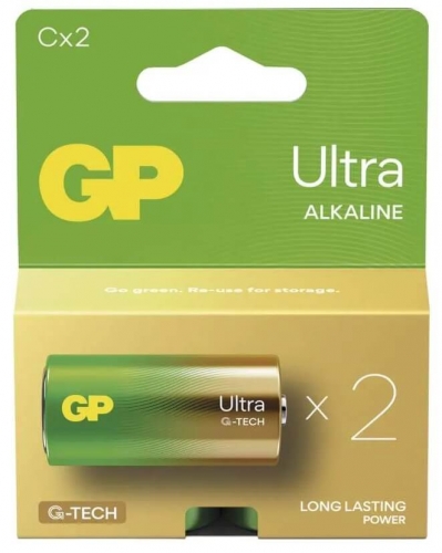 Alkalické baterie GP Ultra 1,5 V - malé mono, LR14, typ C, 2 ks