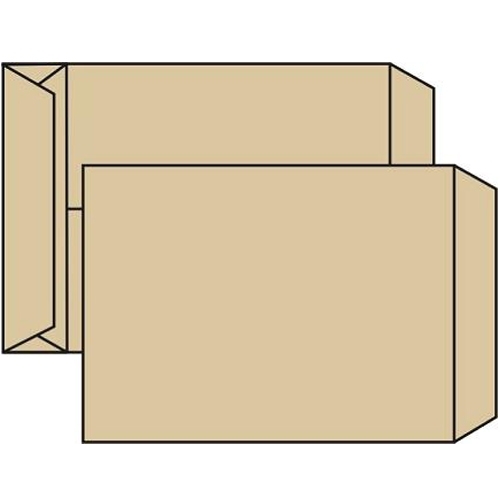 Poštovní taška B4 - křížové dno, bez okénka, krycí páska, 353x250x40 mm, recykl, 250 ks
