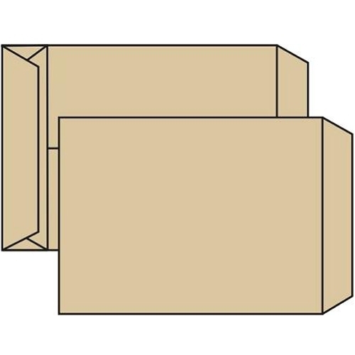 Poštovní taška C4 - křížové dno, bez okénka, krycí páska, 324x229x40 mm, sulfát hnědá, 250 ks