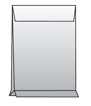 Poštovní taška B4 - křížové dno, bez okénka, krycí páska, 353x250x40 mm, sulfát bílá, 250 ks