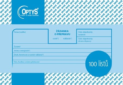 Žádanka o přepravu Optys - A6, 100 listů